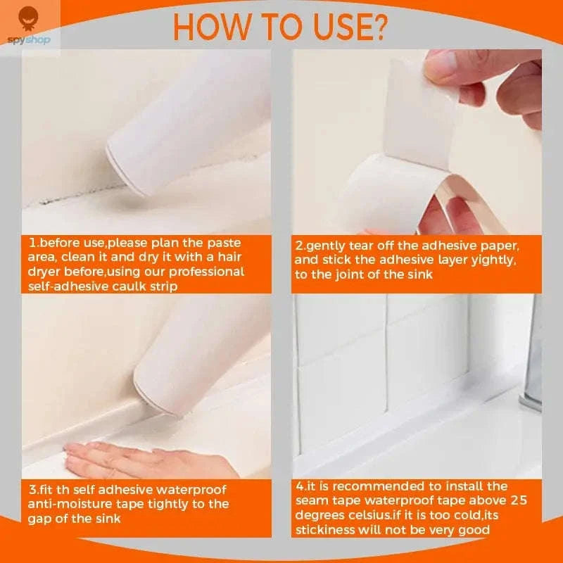 Shower Seal Tape – Waterproof PVC Caulk Strip for Baths, Sinks and Kitchens-blue tape / 320cm x 3.8cm