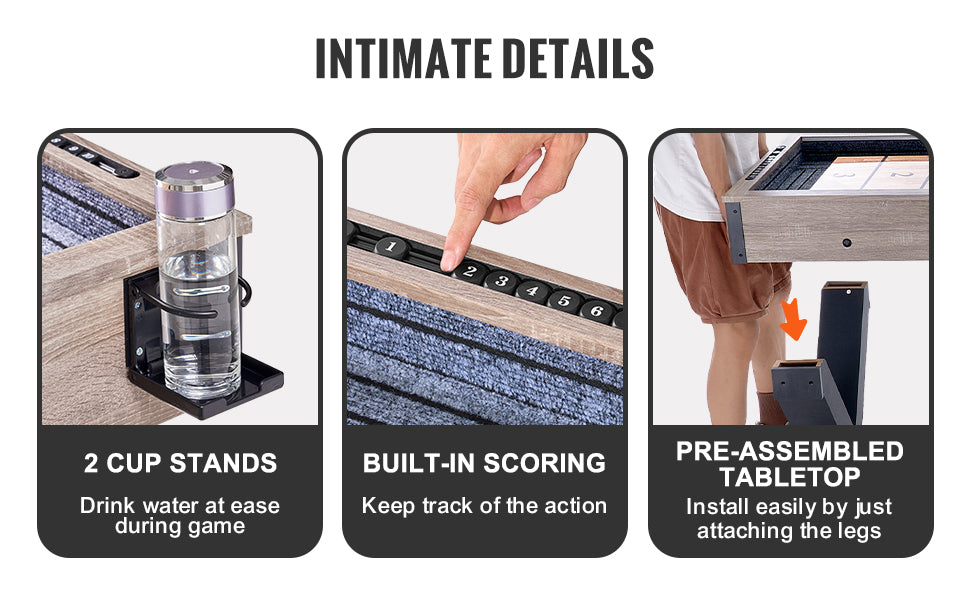 Tavolo Shuffleboard LED da 9 piedi con gioco di bowling set 2 in 1