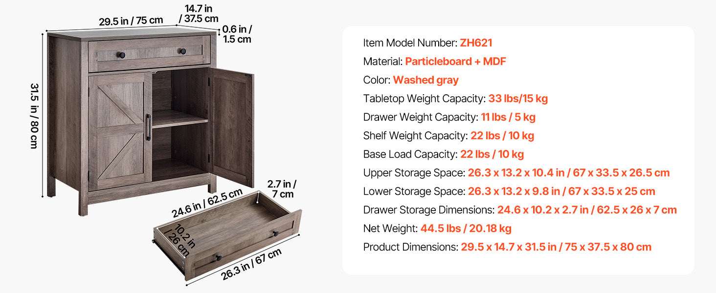 SucceBuy Coffee Bar Cabinet Farmhouse/Mid Century Coffee Bar Table Buffet Stand Cabinet for Entryway Grey/White/Walnut/Black/Oak