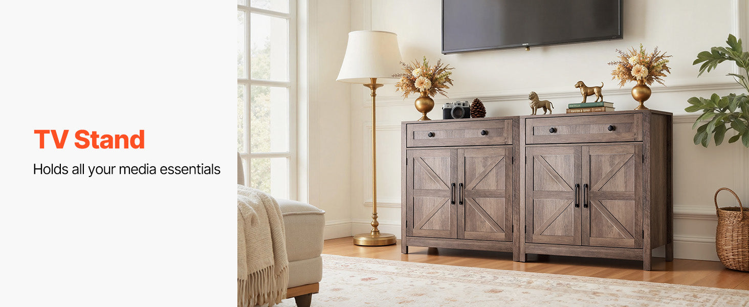 SucceBuy Coffee Bar Cabinet Farmhouse/Mid Century Coffee Bar Table Buffet Stand Cabinet for Entryway Grey/White/Walnut/Black/Oak