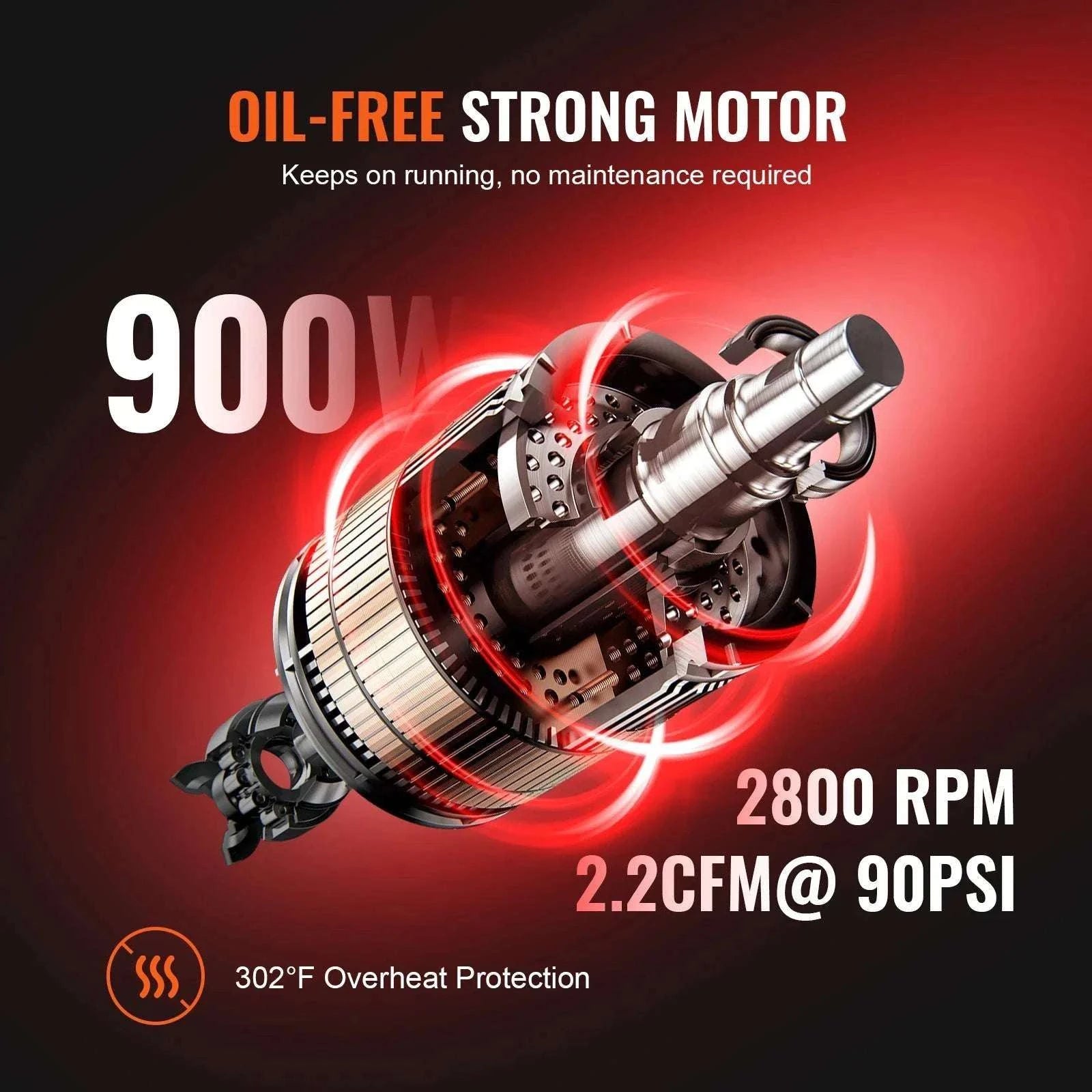Silent Oil-Free Air Compressor for Tire Inflation & Tools 900W–1800W-8L 900W / CZECH REPUBLIC