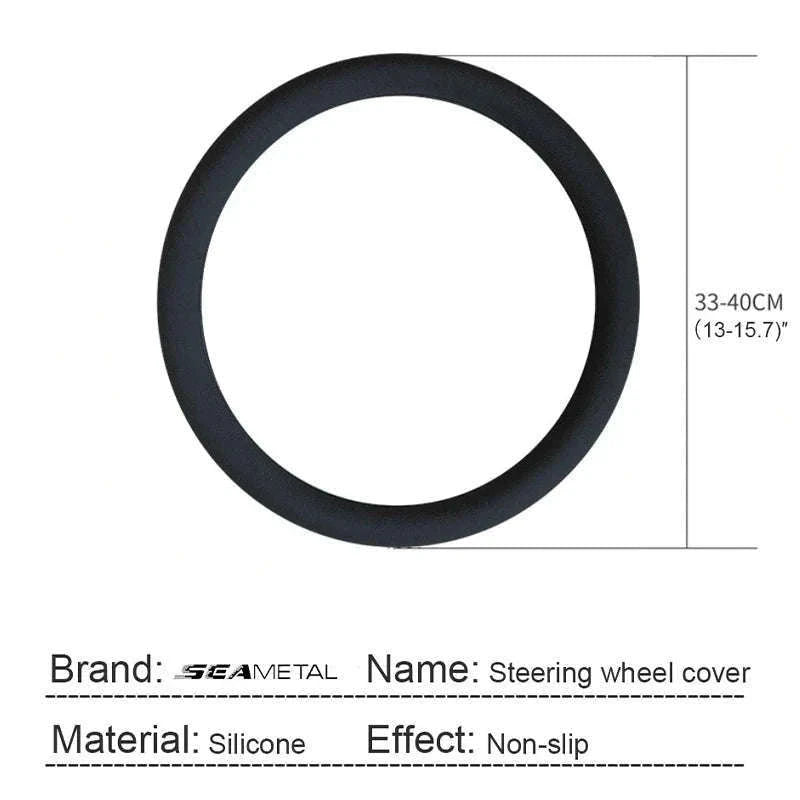 Silica Gel Steering Wheel Cover Universal 33cm-40cm-Black 1pc
