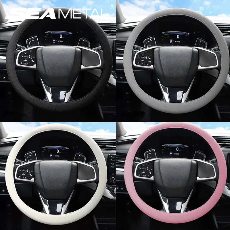 Silica Gel Steering Wheel Cover Universal 33cm-40cm-Black 1pc