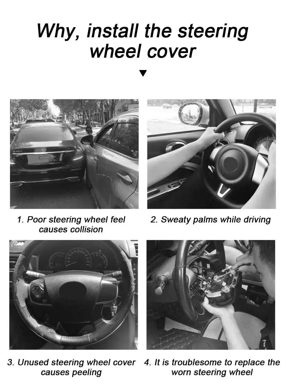 Silica Gel Steering Wheel Cover Universal 33cm-40cm-Black 1pc