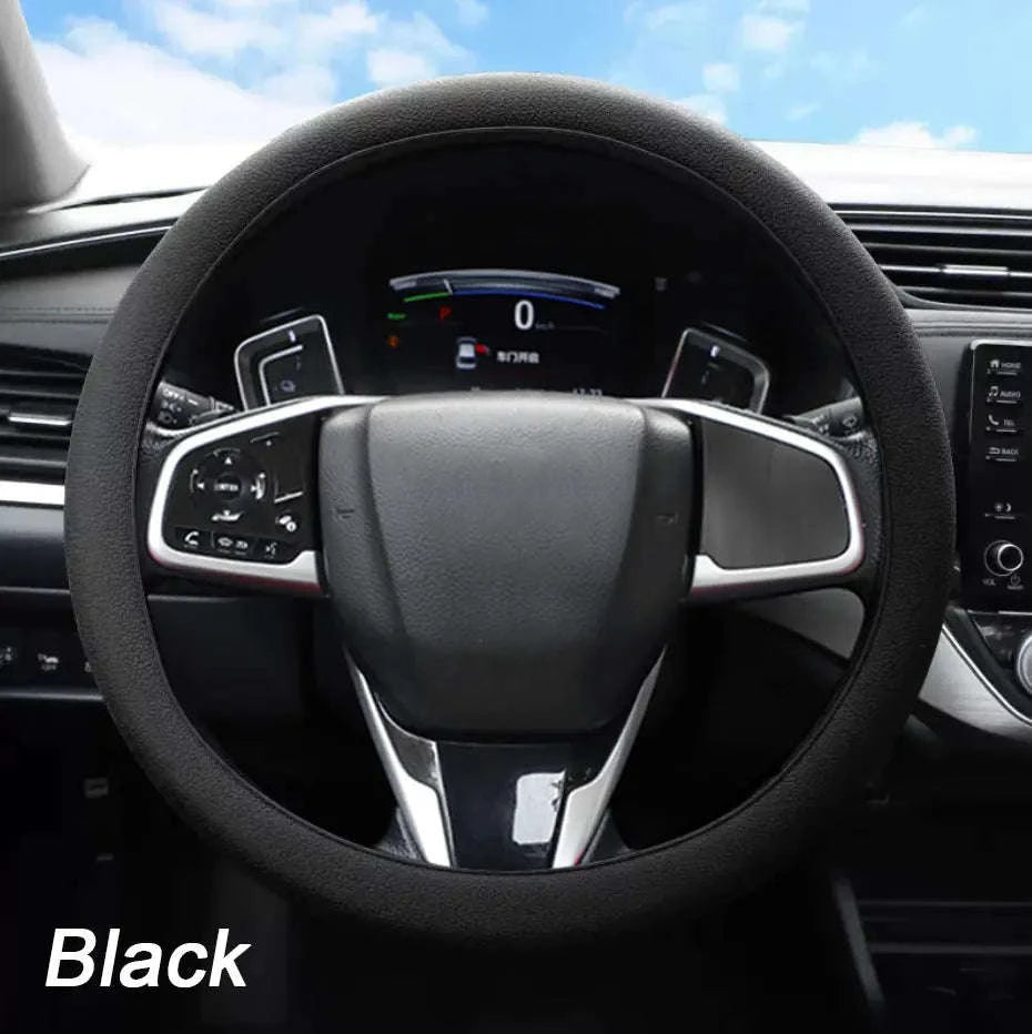 Silica Gel Steering Wheel Cover Universal 33cm-40cm-Black 1pc