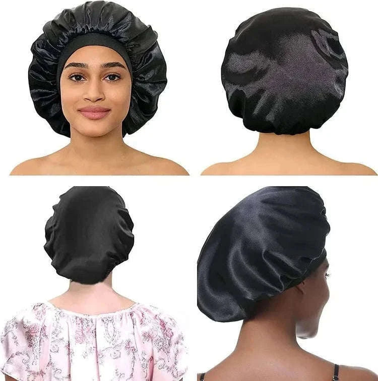 Silk Hair Bonnet for Sleeping with Soft Satin Feel-(2)-Purple