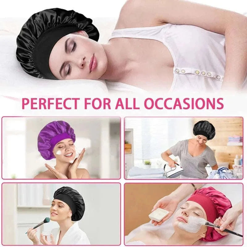Silk Hair Bonnet for Sleeping with Soft Satin Feel-(2)-Purple