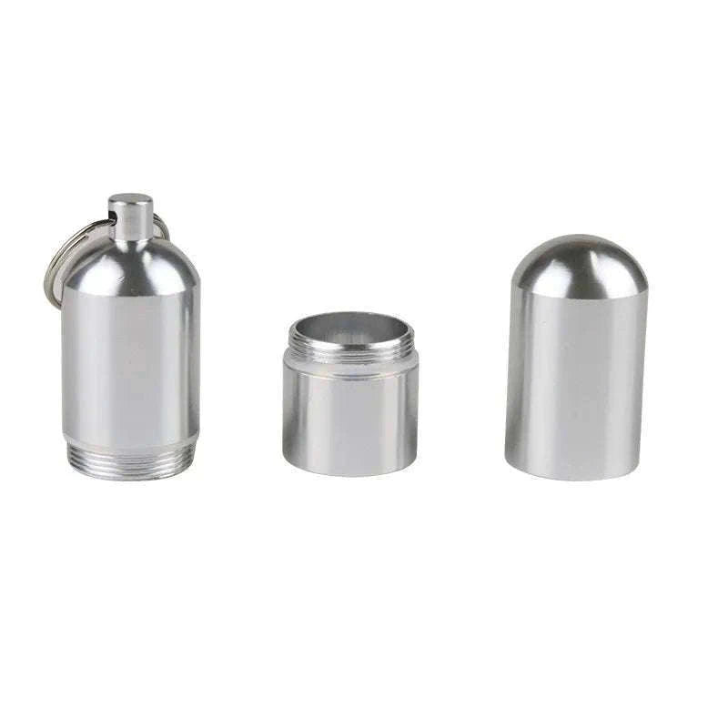 Silver Aluminum Alloy Waterproof Cigarette Case with Capsule Holder-105x25mm
