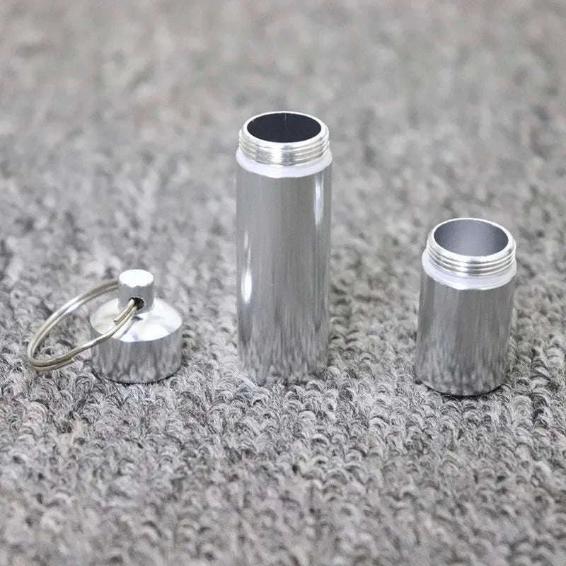 Silver Aluminum Alloy Waterproof Cigarette Case with Capsule Holder-105x25mm