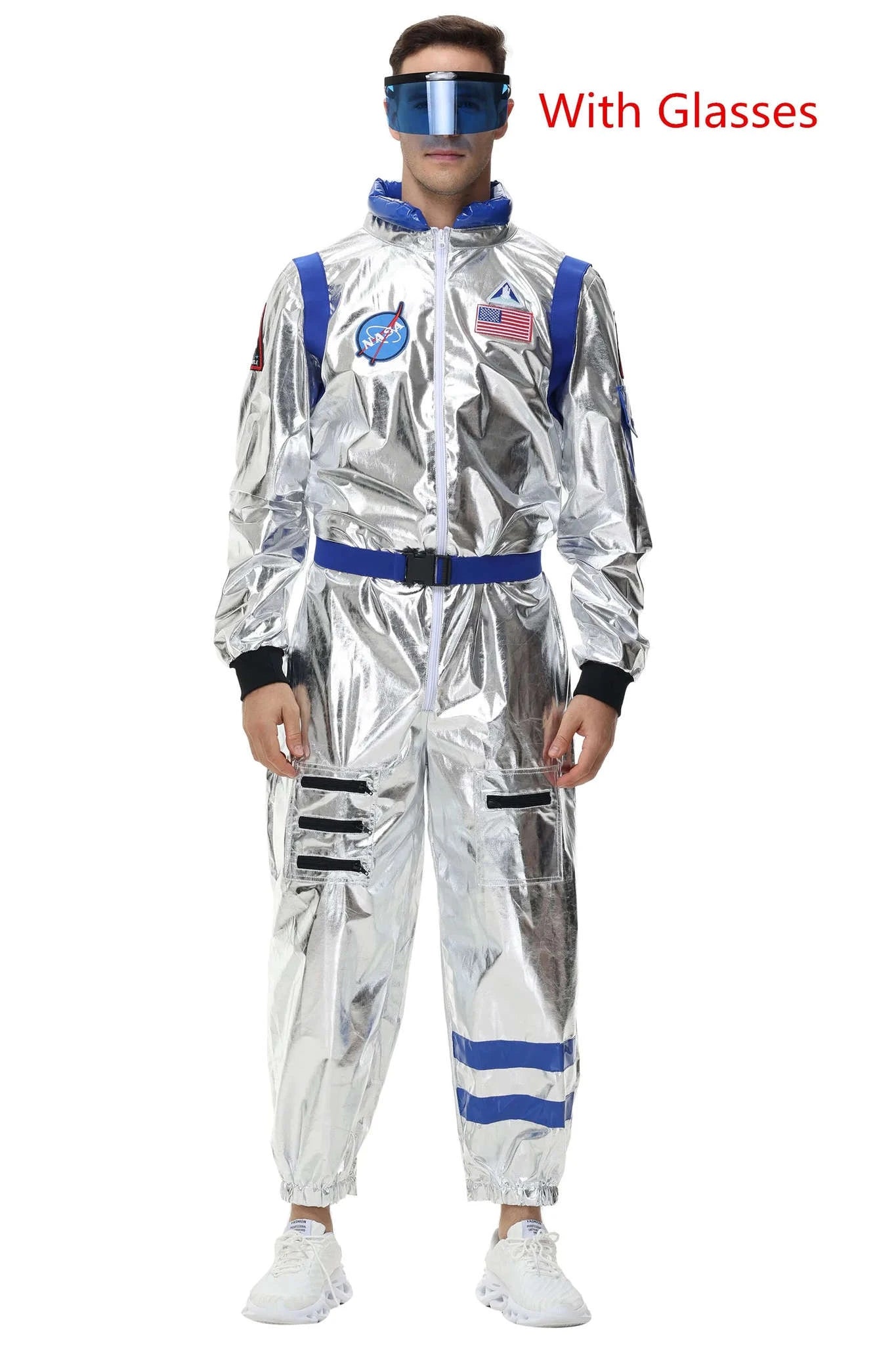 Silver Astronaut Costume Adult Spaceman Jumpsuit-Yellow Women-B / XL