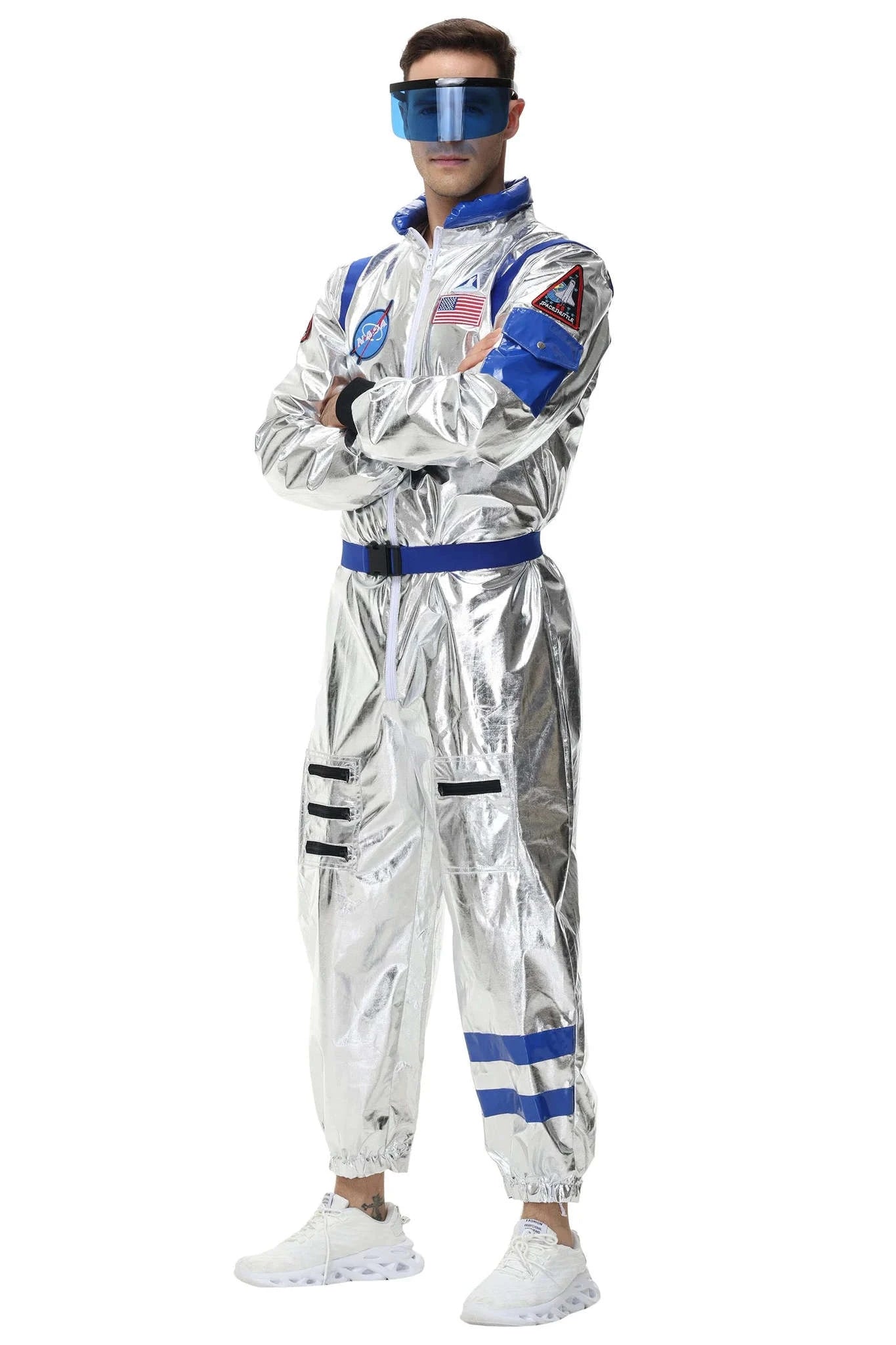 Silver Astronaut Costume Adult Spaceman Jumpsuit-Yellow Women-B / XL