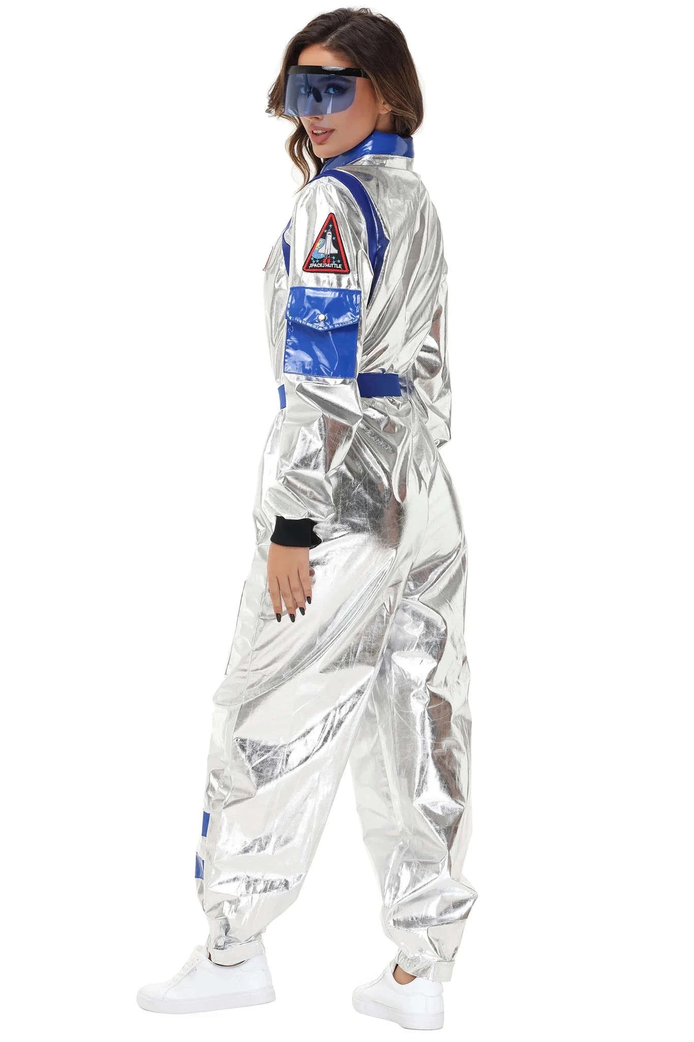 Silver Astronaut Costume Adult Spaceman Jumpsuit-Yellow Women-B / XL