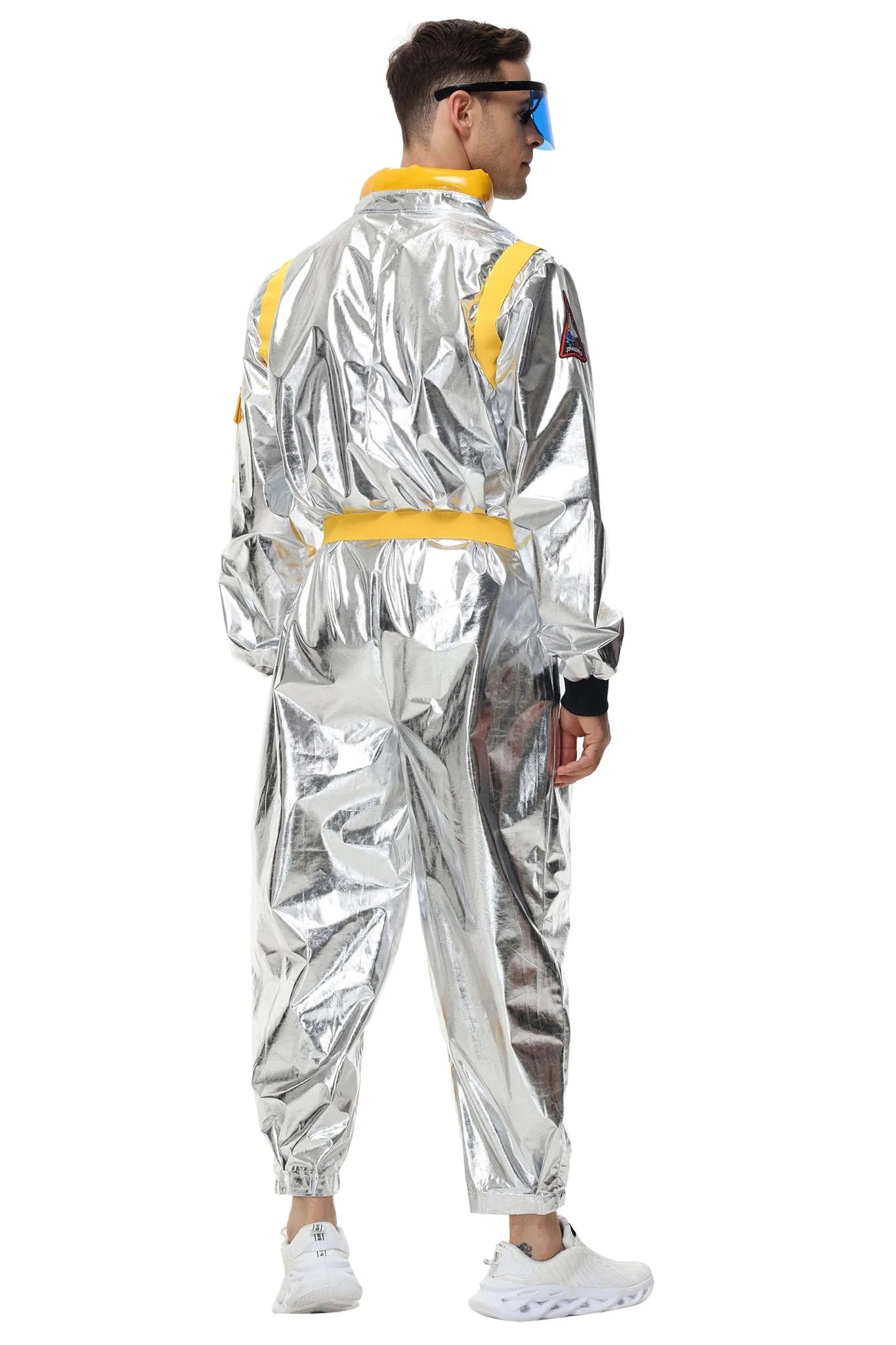Silver Astronaut Costume Adult Spaceman Jumpsuit-Yellow Women-B / XL