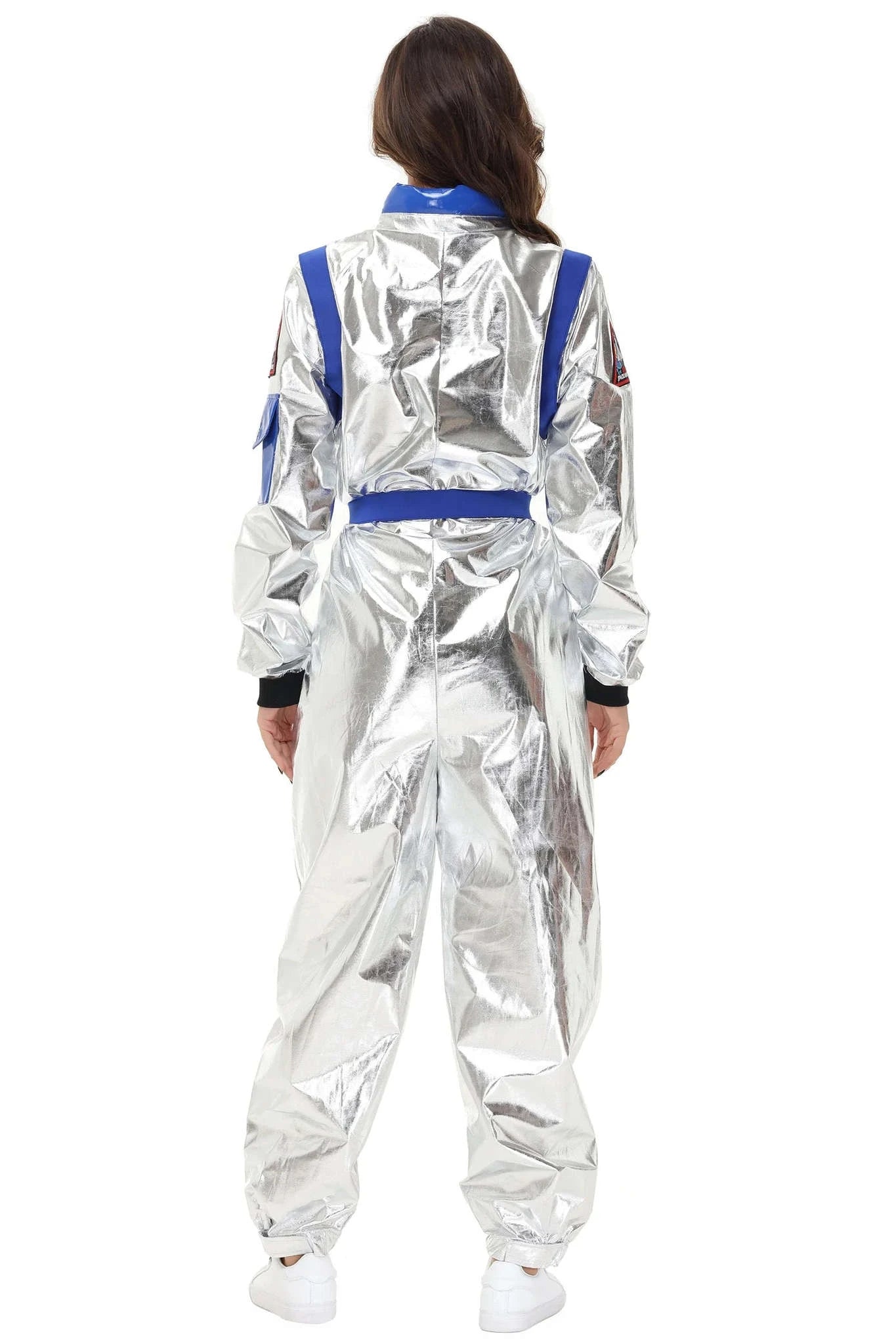 Silver Astronaut Costume Adult Spaceman Jumpsuit-Yellow Women-B / XL
