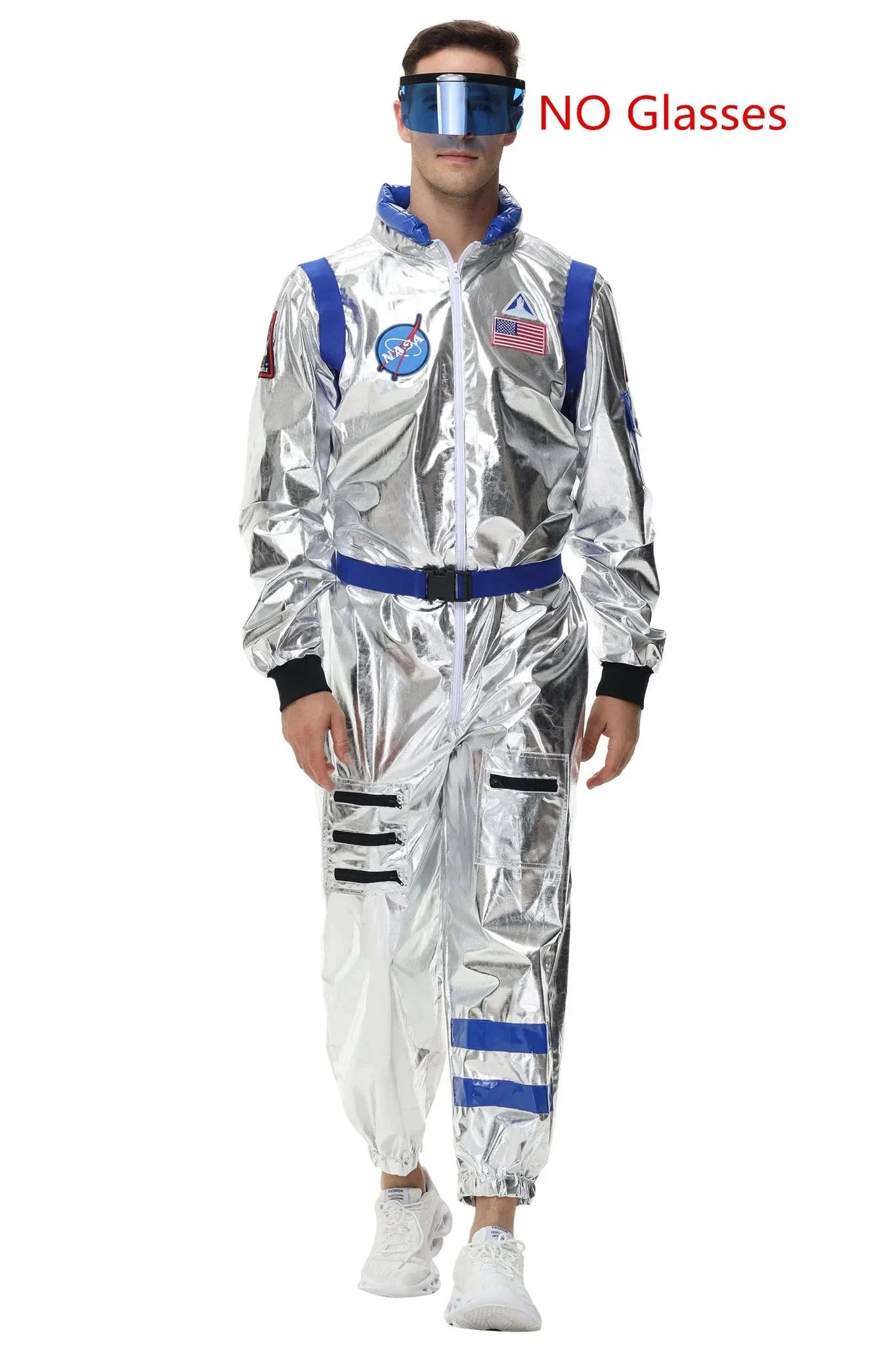 Silver Astronaut Costume Adult Spaceman Jumpsuit-Yellow Women-B / XL