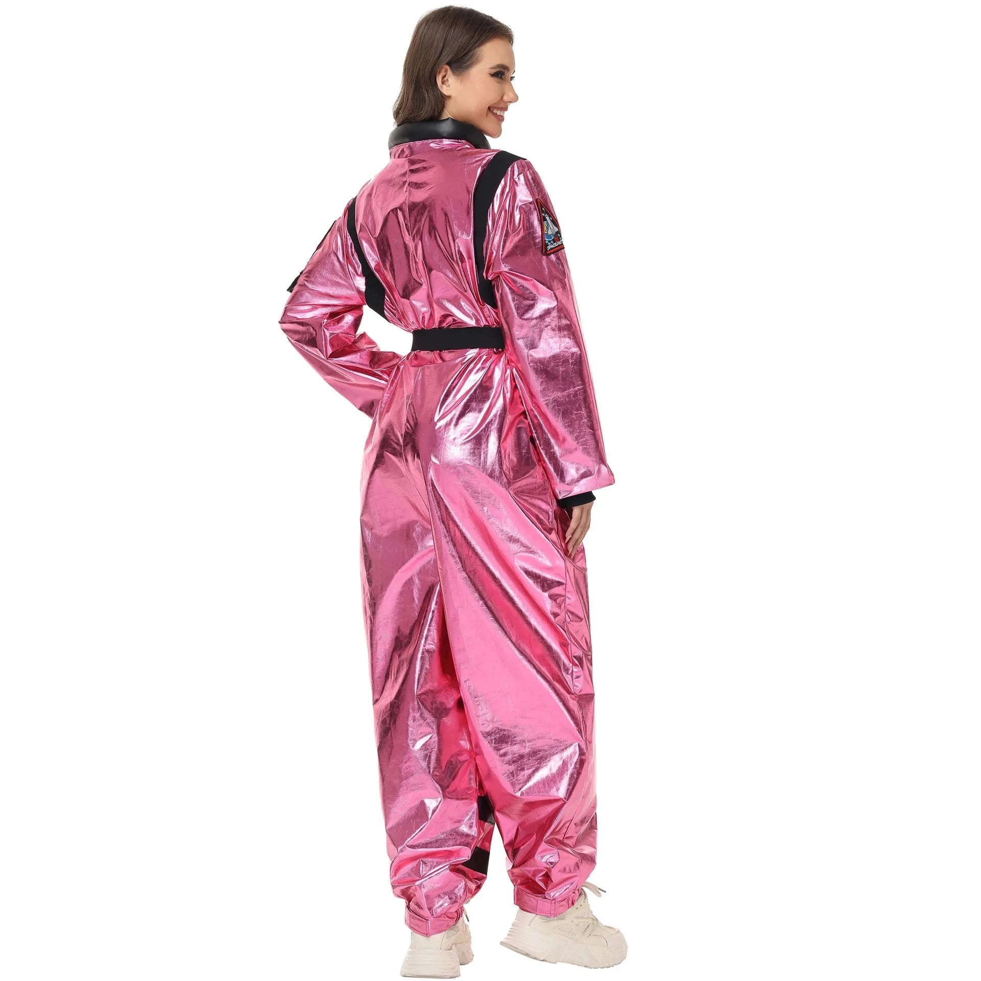 Silver Astronaut Costume Adult Spaceman Jumpsuit-Yellow Women-B / XL