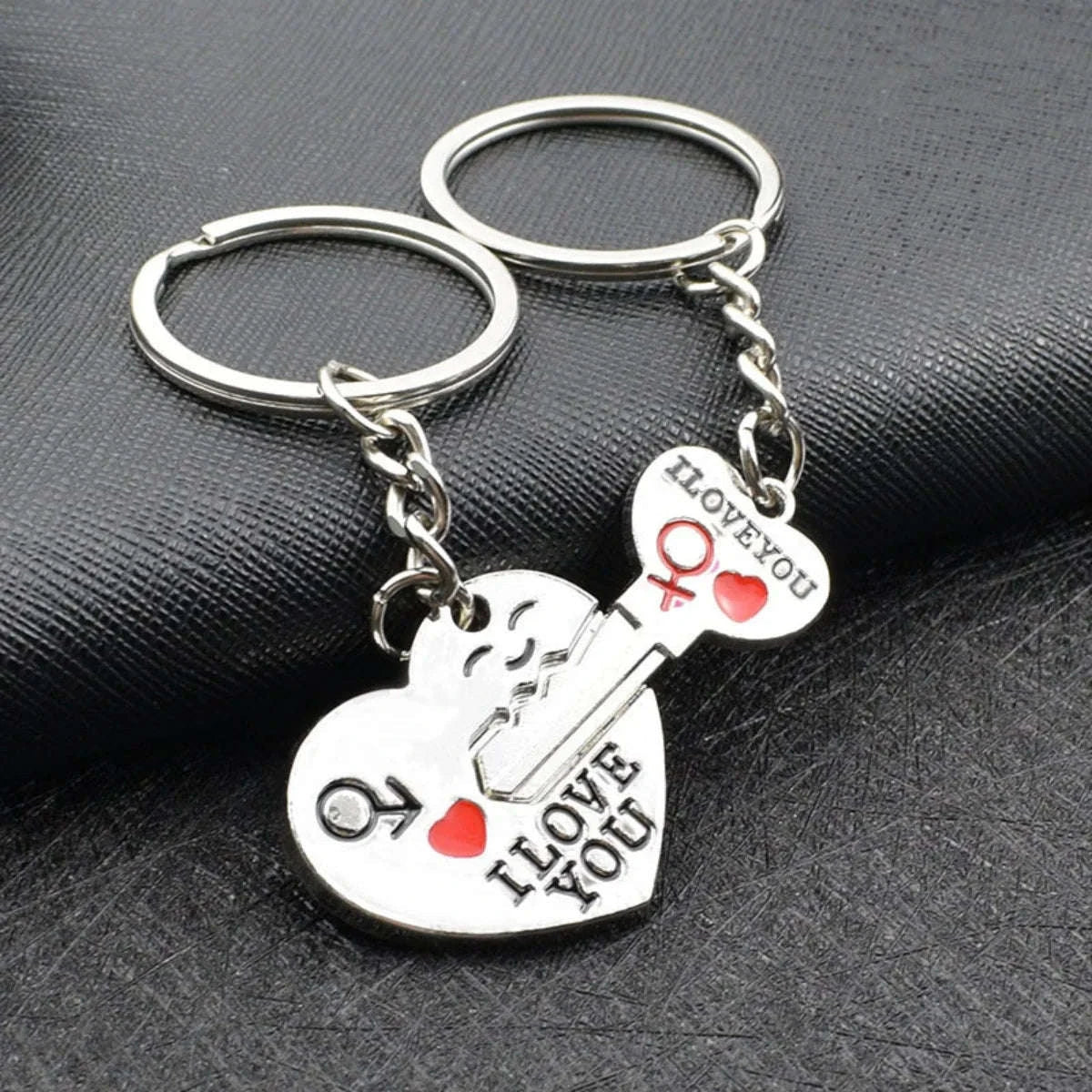 Silver Plated Couple Heart Keychain Gift-silver