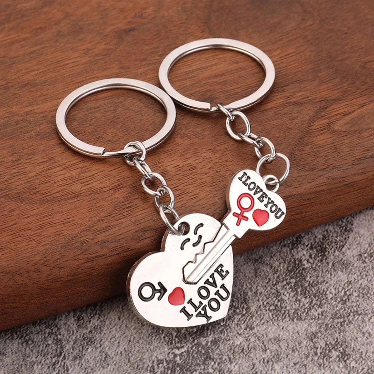 Silver Plated Couple Heart Keychain Gift-silver