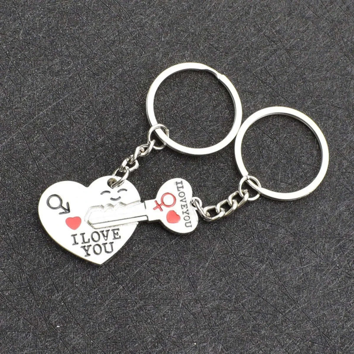Silver Plated Couple Heart Keychain Gift-silver
