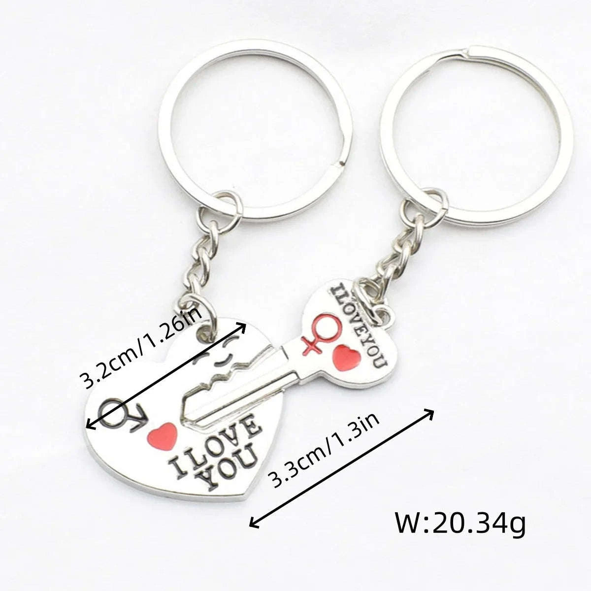 Silver Plated Couple Heart Keychain Gift-silver