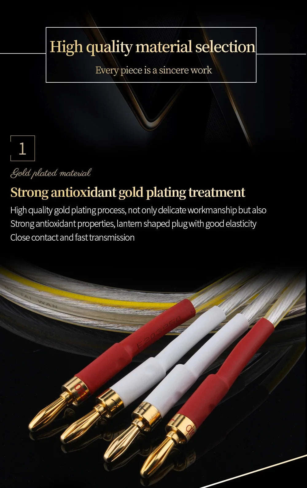 Silver-Plated OFC Speaker Cable with Banana & Y Plugs for Hi-Fi Audio-a pair-Banana to Y / 12m