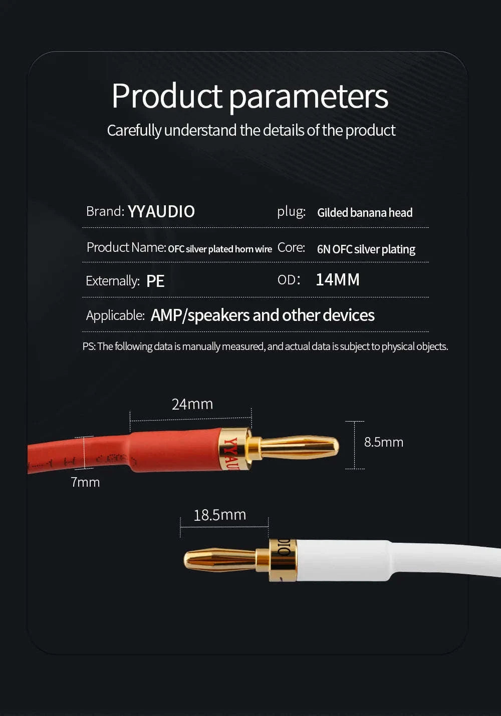 Silver-Plated OFC Speaker Cable with Banana & Y Plugs for Hi-Fi Audio-a pair-Banana to Y / 12m