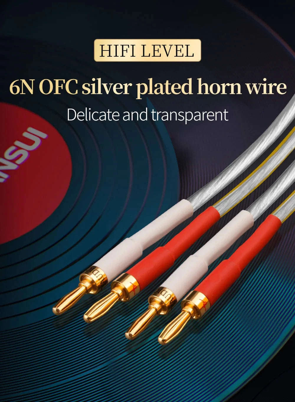Silver-Plated OFC Speaker Cable with Banana & Y Plugs for Hi-Fi Audio-a pair-Banana to Y / 12m
