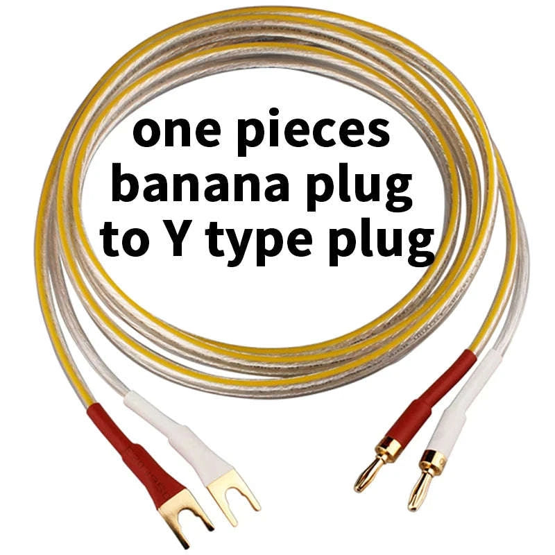 Silver-Plated OFC Speaker Cable with Banana & Y Plugs for Hi-Fi Audio-a pair-Banana to Y / 12m