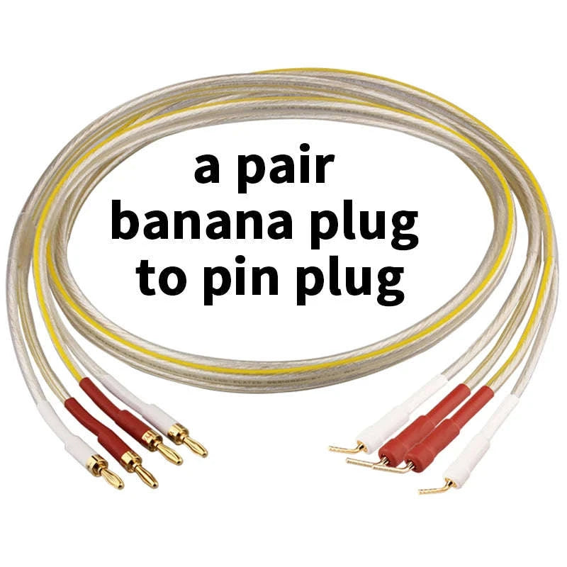 Silver-Plated OFC Speaker Cable with Banana & Y Plugs for Hi-Fi Audio-a pair-Banana to Y / 12m