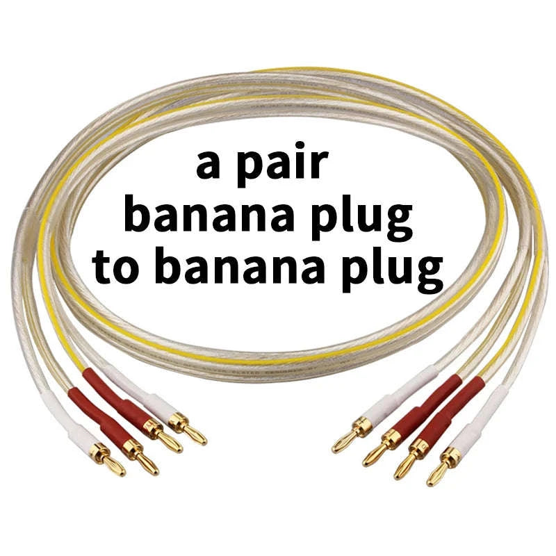 Silver-Plated OFC Speaker Cable with Banana & Y Plugs for Hi-Fi Audio-a pair-Banana to Y / 12m
