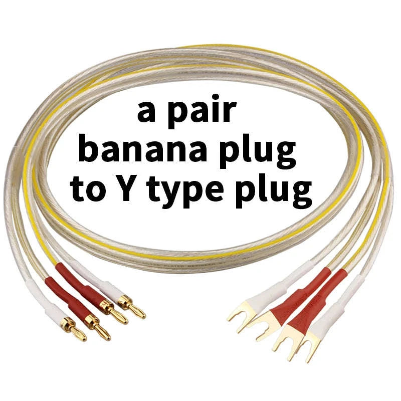Silver-Plated OFC Speaker Cable with Banana & Y Plugs for Hi-Fi Audio-a pair-Banana to Y / 12m