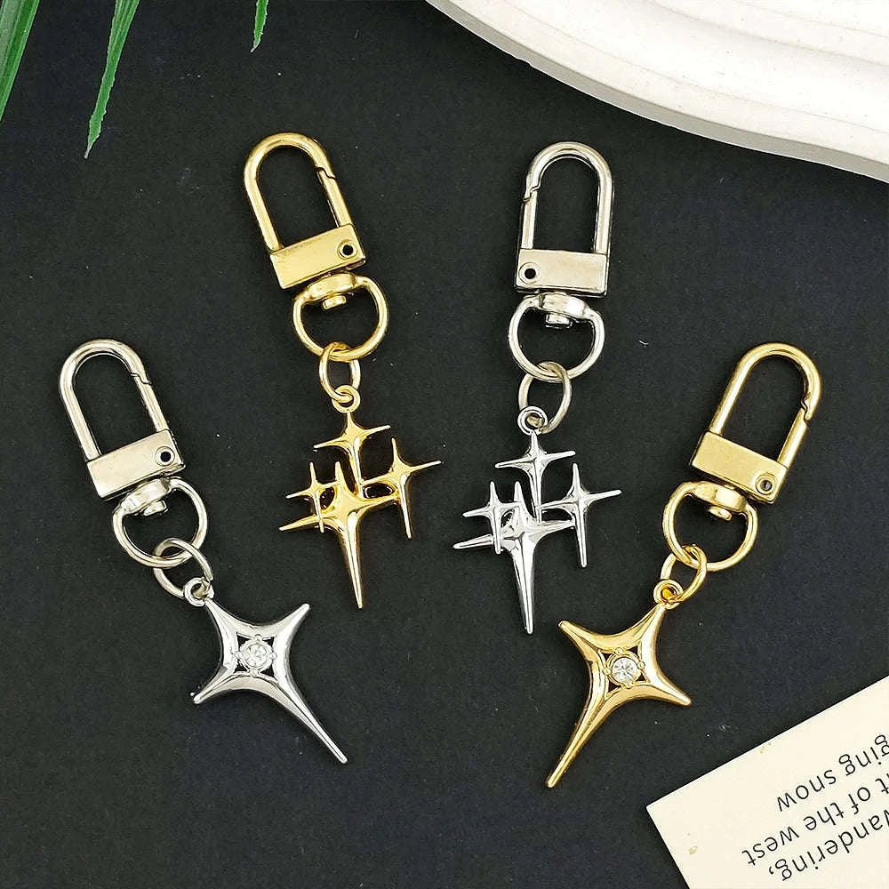 Silver Star Moon Metal Keychain-K