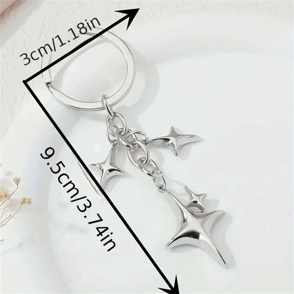 Silver Star Moon Metal Keychain-K
