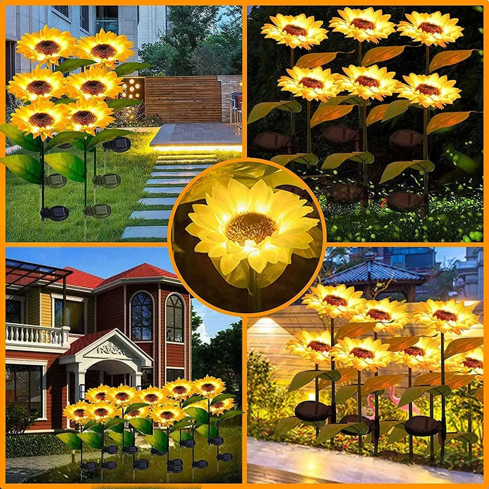 Simulated Outdoor Solar Sunflower Smart Garden Lights-Warm White