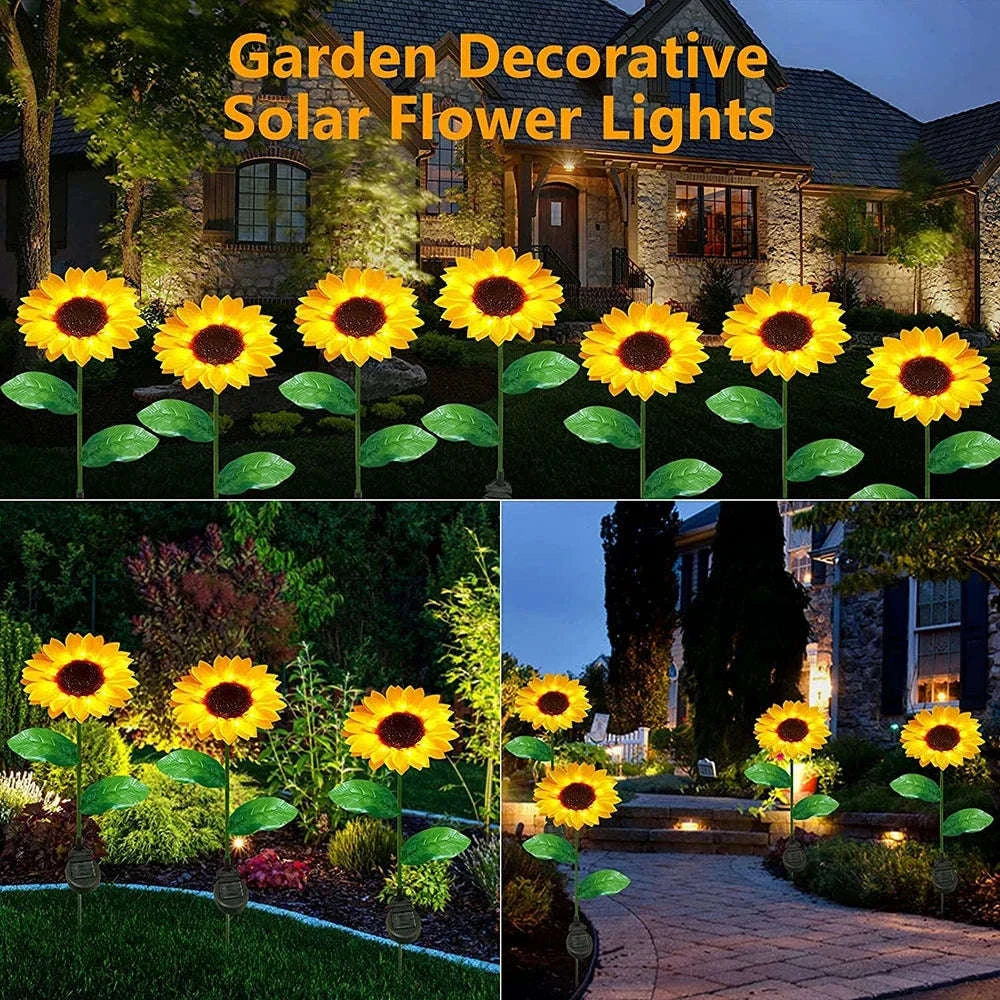 Simulated Outdoor Solar Sunflower Smart Garden Lights-Warm White