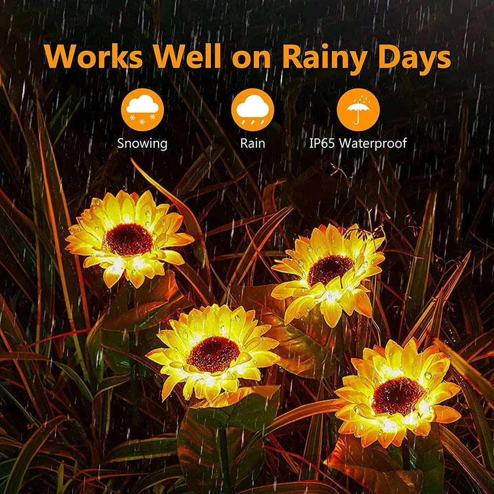 Simulated Outdoor Solar Sunflower Smart Garden Lights-Warm White