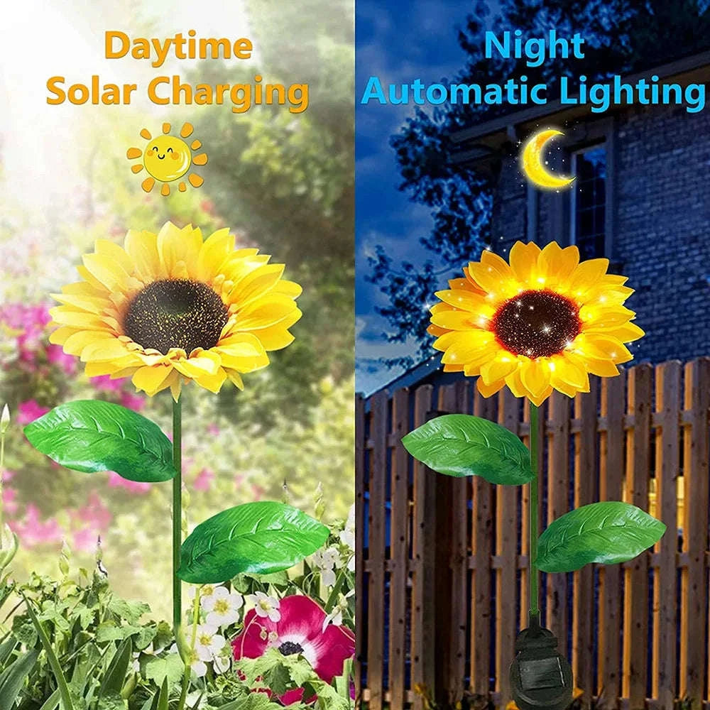 Simulated Outdoor Solar Sunflower Smart Garden Lights-Warm White