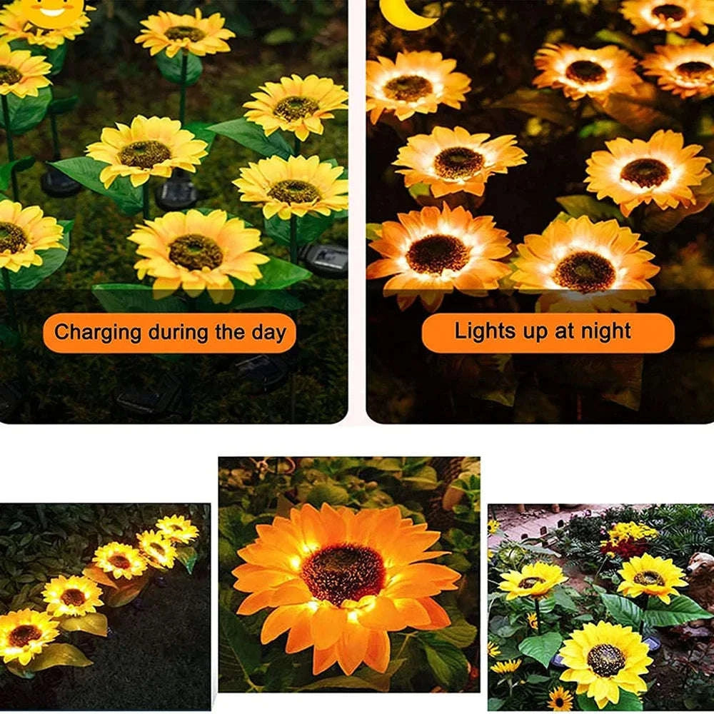 Simulated Outdoor Solar Sunflower Smart Garden Lights-Warm White