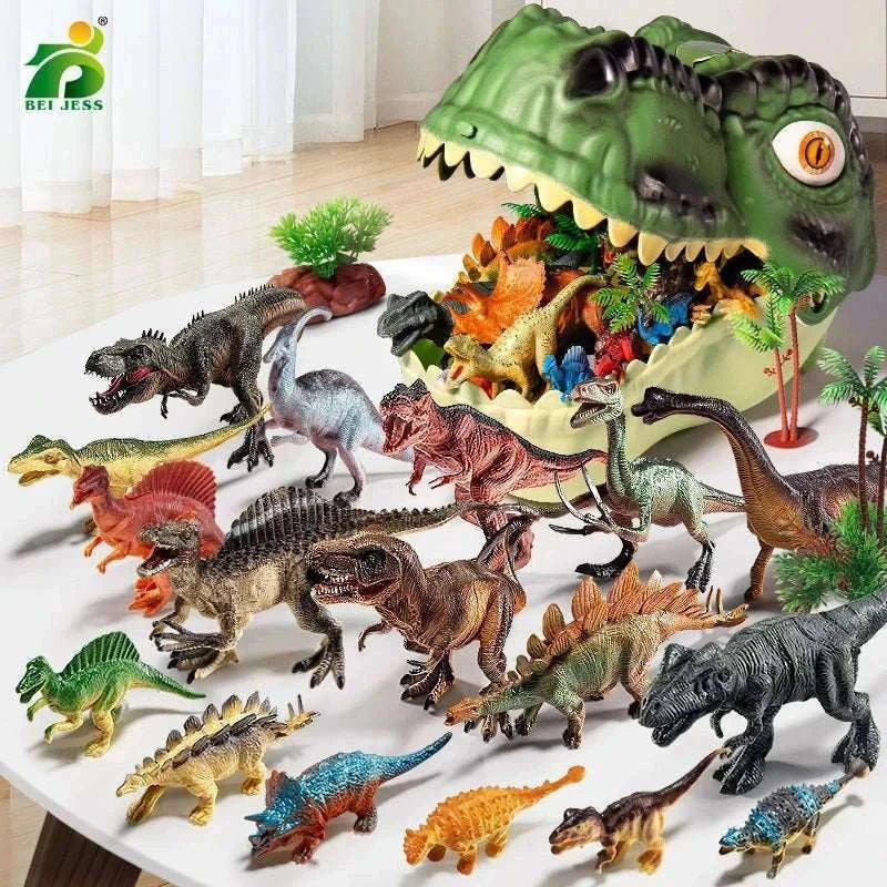 Simulation Dinosaur Toy Set for Kids with Storage Box-64PCS Set