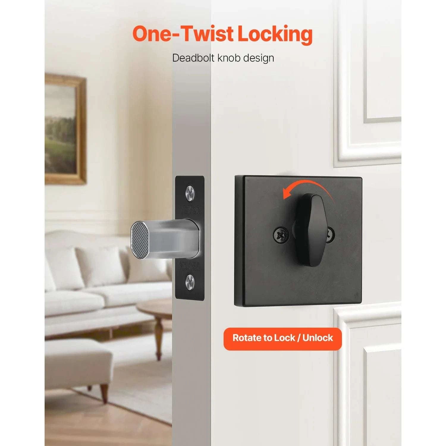 Single Cylinder Deadbolt Lock with 3 Keys for Interior & Exterior Doors-Silver / United States