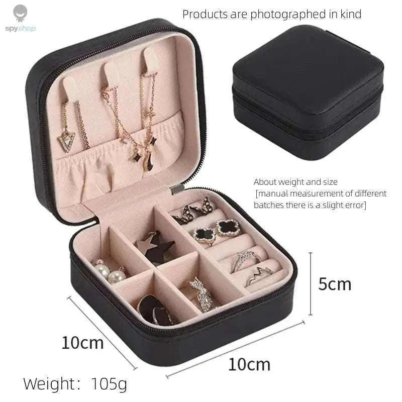 Single-Layer Travel Leather Jewelry Box for Organized Storage-White