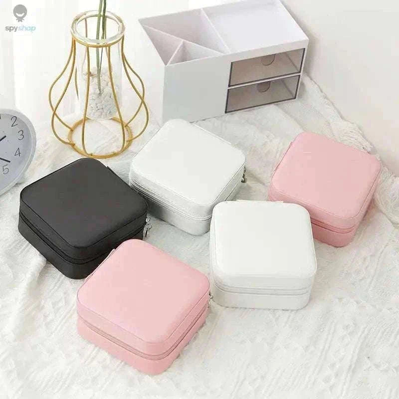 Single-Layer Travel Leather Jewelry Box for Organized Storage-White