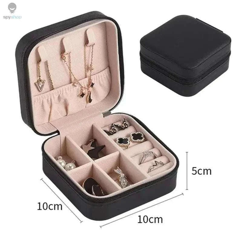 Single-Layer Travel Leather Jewelry Box for Organized Storage-White