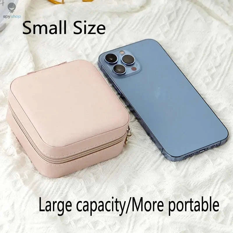 Single-Layer Travel Leather Jewelry Box-White
