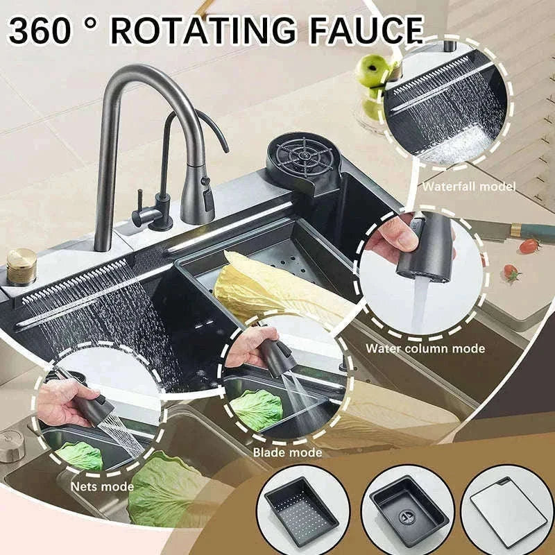 Single Slot Kitchen Sink with Faucet 60x45cm 4-Function-Set Q1 68X45cm / Mexico