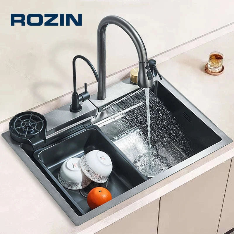 Single Slot Kitchen Sink with Faucet 60x45cm 4-Function-Set Q1 68X45cm / Mexico