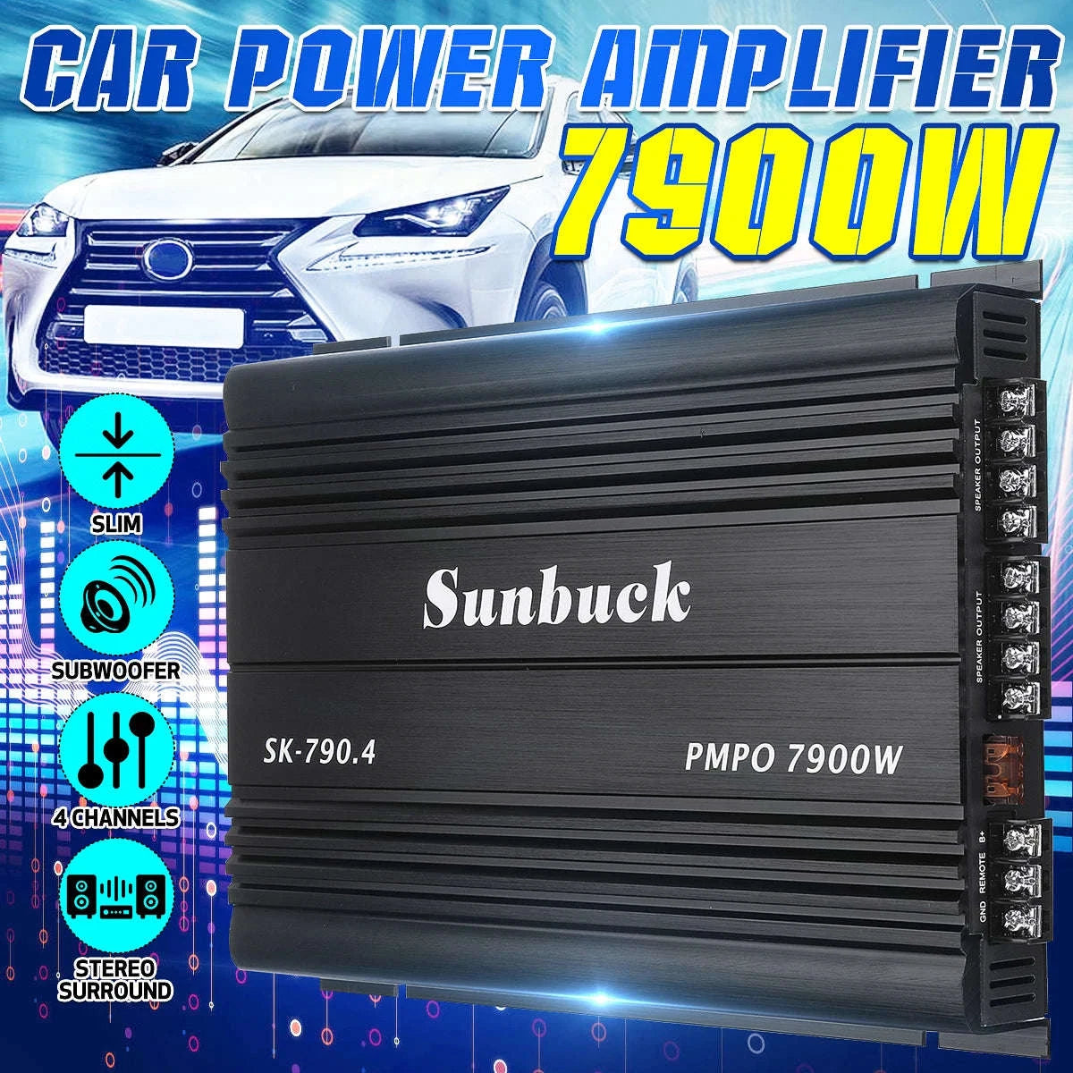 SK-790.4 4-Channel 12V Car Power Amplifier-Default Title