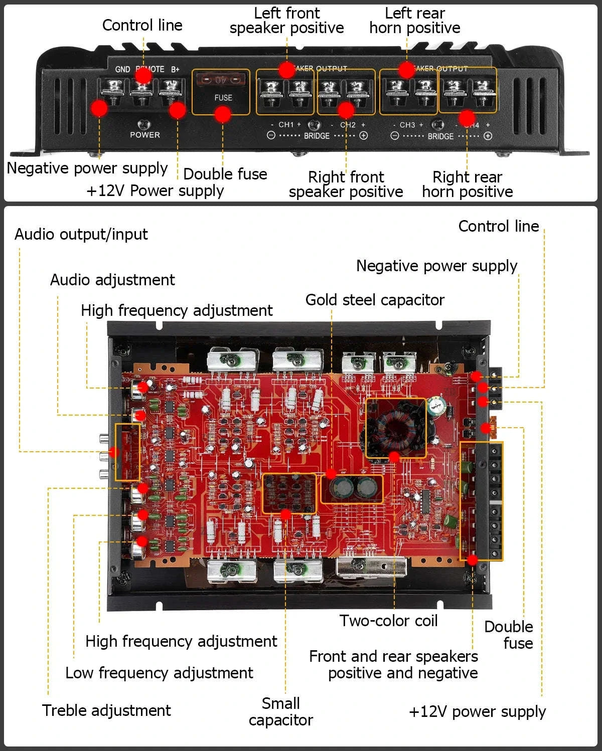 SK-790.4 4-Channel 12V Car Power Amplifier-Default Title