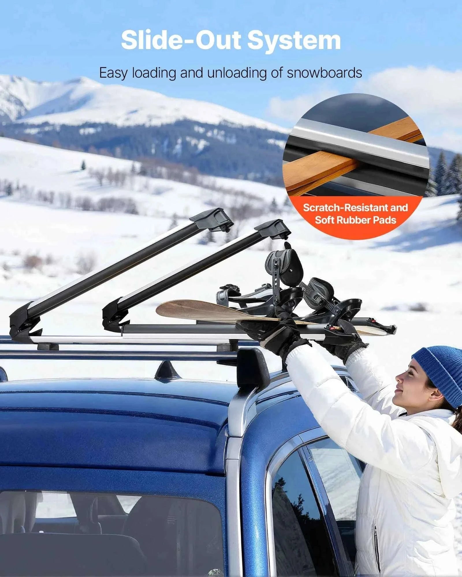 Ski and Snowboard Roof Rack for 6 Pairs of Skis or 4 Snowboards-Slide Rail 6 / United States