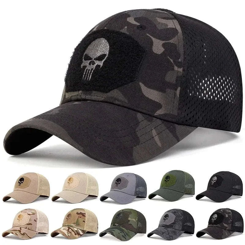 Skull Embroidered Baseball Cap with Breathable Patch Design-SFH8
